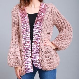 Simply Couture Hand knitted Cardigan Dusty Pink Size Medium